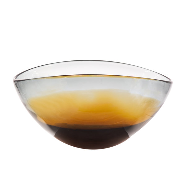 Wrought Studio Chayni Glass Oval Decorative Bowl in Amber/Black Wayfair